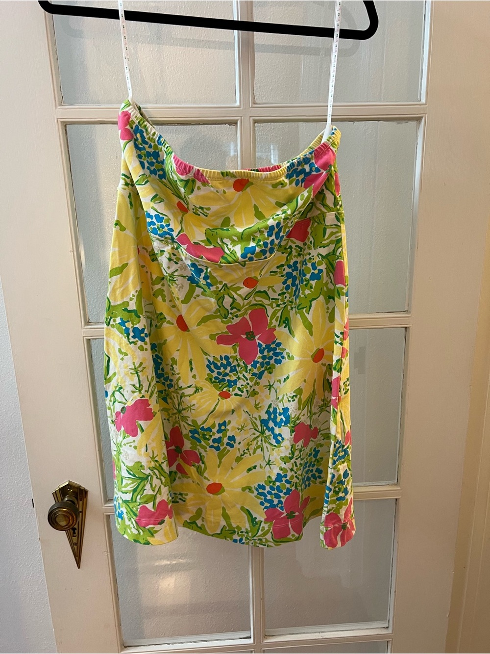 Lilly Pulitzer Strapless Floral Dress in Yellow, Pink and Blue